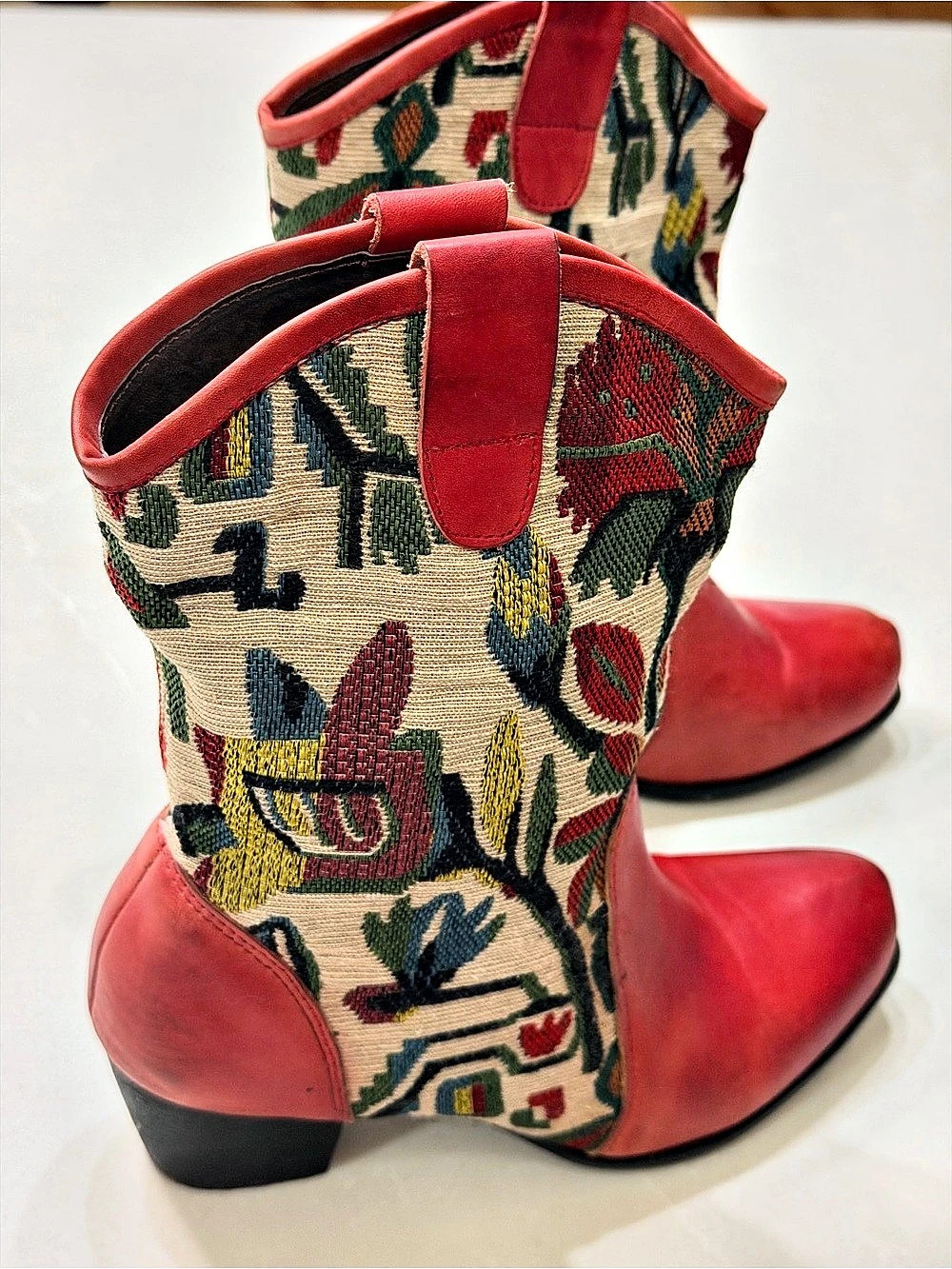 L'Artiste by Spring Step Grazia Red Tapestry Floral Leather Boots EU 37 - Picture 2 of 12